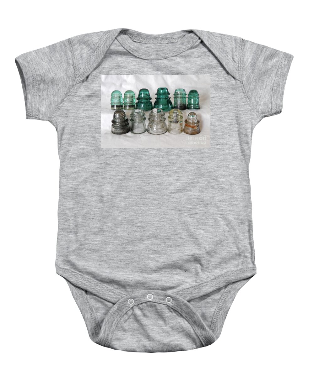 Glass Baby Onesie featuring the digital art Vintage Glass Insulators #2 by Phil Perkins