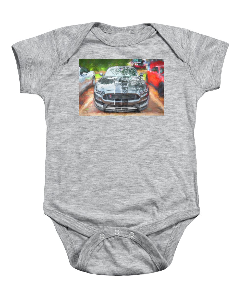 2017 Silver Ford Shelby Mustang Gt350 Baby Onesie featuring the photograph 2017 Silver Ford Shelby Mustang GT350 X221 by Rich Franco