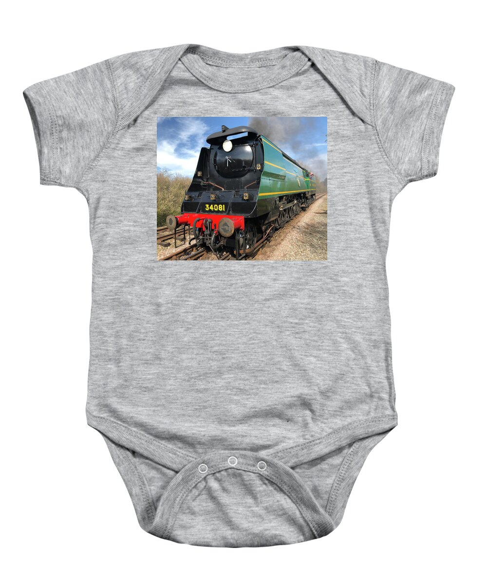 249 Squadron Baby Onesie featuring the photograph 34081 92 Squadron Steam Locomotive #7 by Gordon James