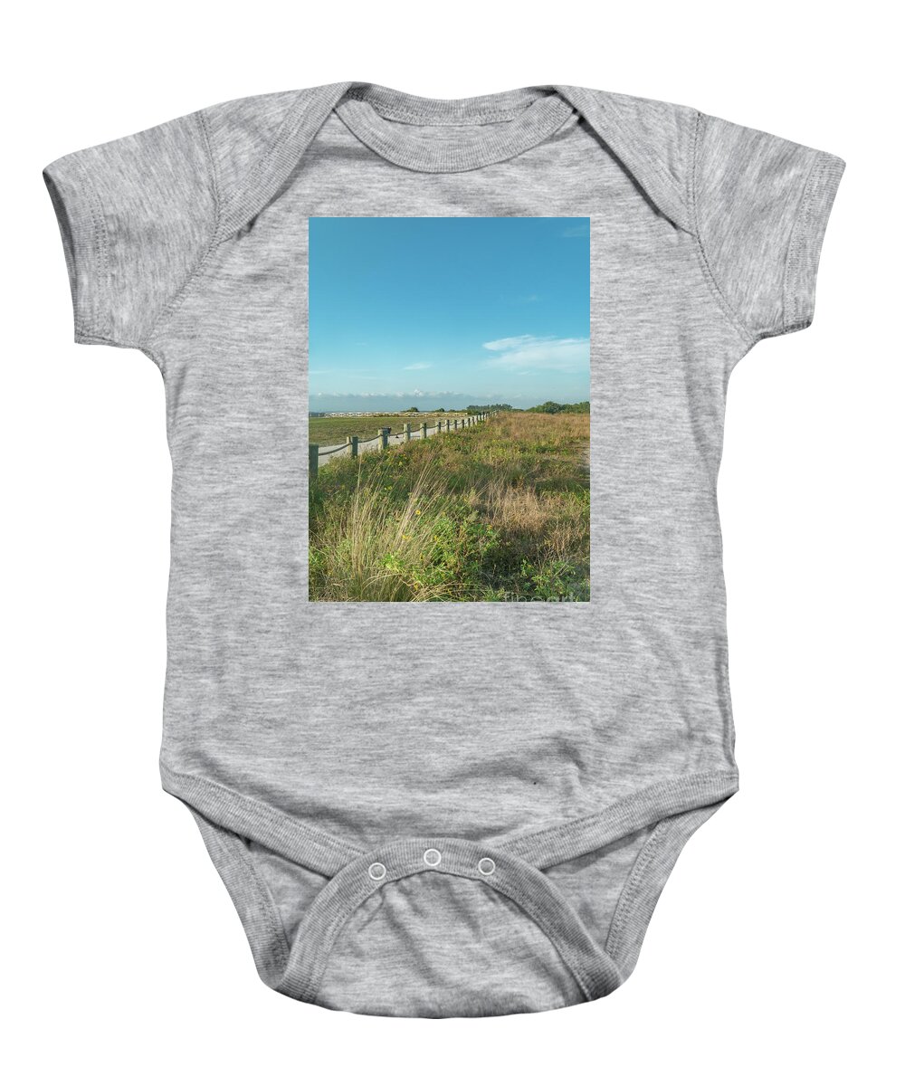 Apollo Beach Baby Onesie featuring the photograph The Gulf of Mexico with brilliant blues and aquas at Apollo Beac #1 by Timothy OLeary