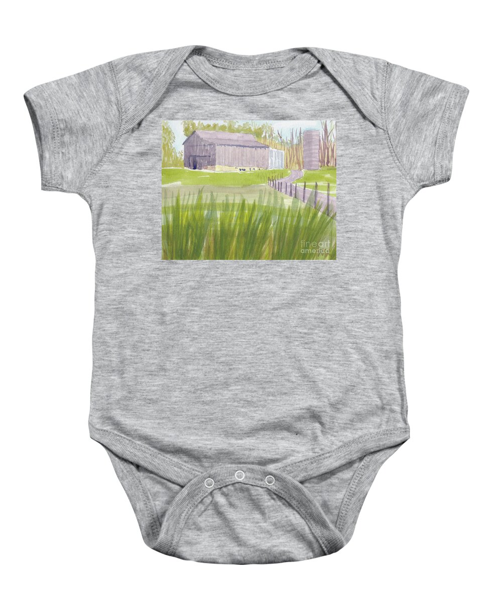 Barn Baby Onesie featuring the painting Barn at 3171 Davidsonville Rd by Maryland Outdoor Life
