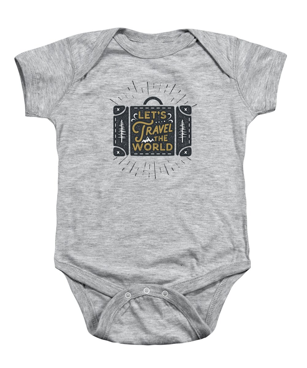 Oil On Canvas Baby Onesie featuring the digital art 4_Let's Travel The World-01 by Celestial Images