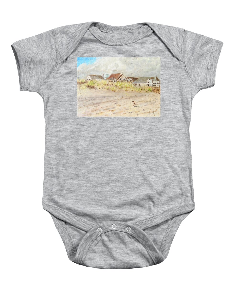 Stone Harbor Baby Onesie featuring the painting 98th Street Beach Stone Harbor New Jersey by Patty Kay Hall