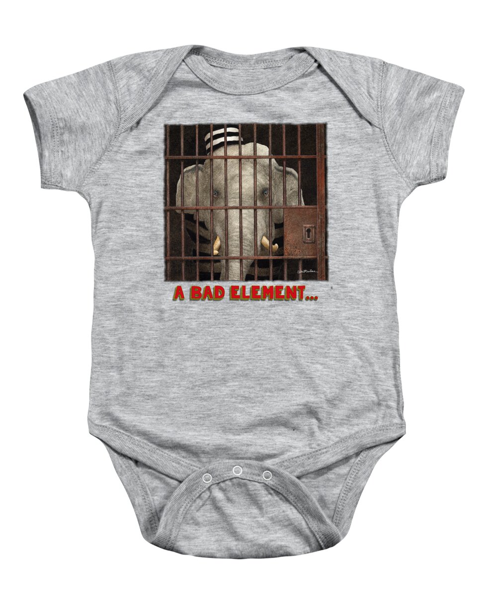 Elephant Baby Onesie featuring the painting A Bad Element... by Will Bullas