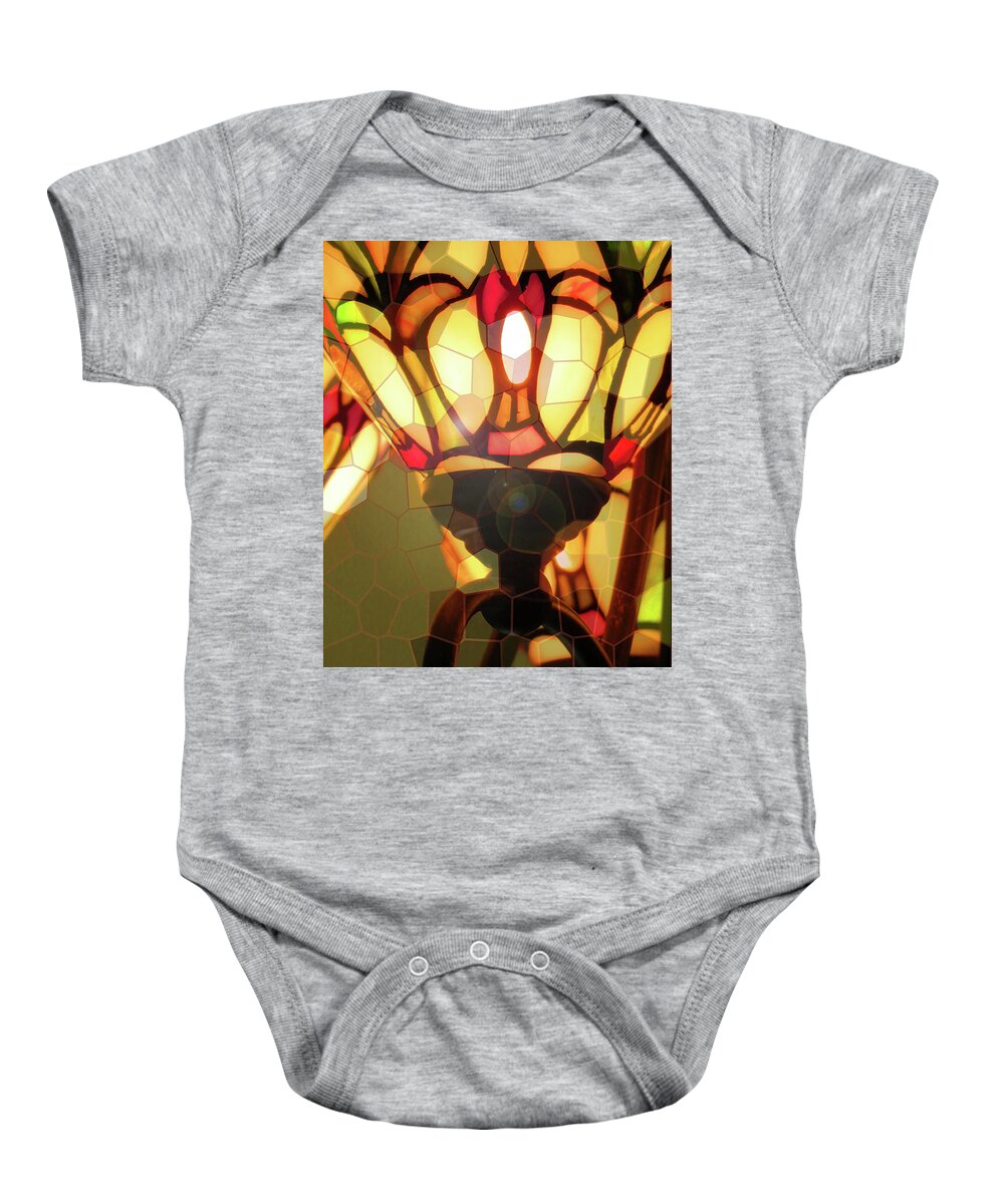Light Images Baby Onesie featuring the photograph A Lamp Unto My Feet - Light Source - Photographic Art - Stained Glass Fixture by Brooks Garten Hauschild