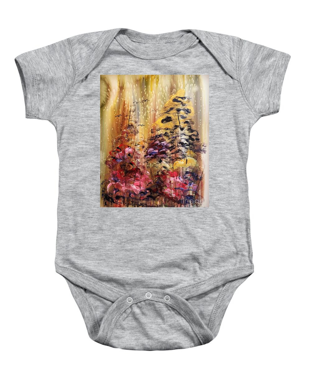 Watercolor Baby Onesie featuring the painting Abstract Floral Fantasy by Catherine Ludwig Donleycott