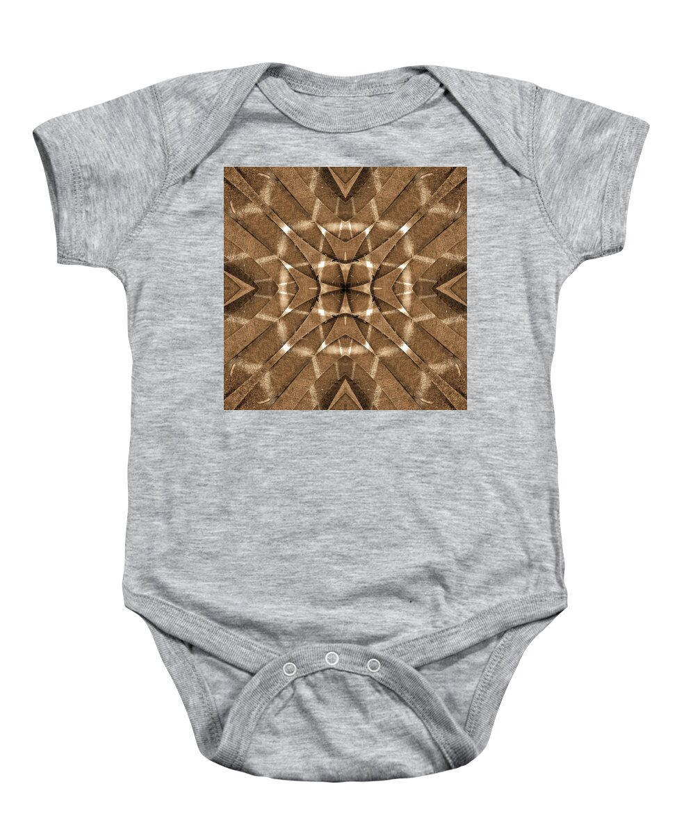 Sepia Tone Baby Onesie featuring the photograph Abstract Stairs 12 by Mike McGlothlen