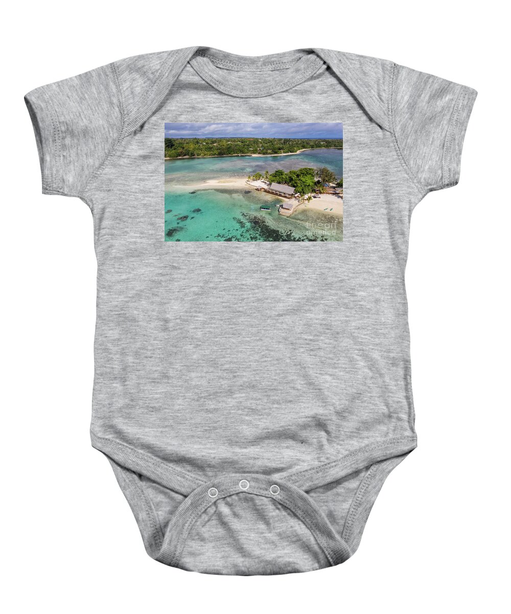 Asia Pacific Baby Onesie featuring the photograph Aerial view of the idyllic Erakor island in the Port Vila bay, V by Didier Marti