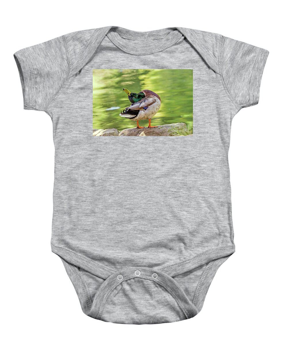 Mallard Baby Onesie featuring the photograph Ahhhhh by Kate Brown