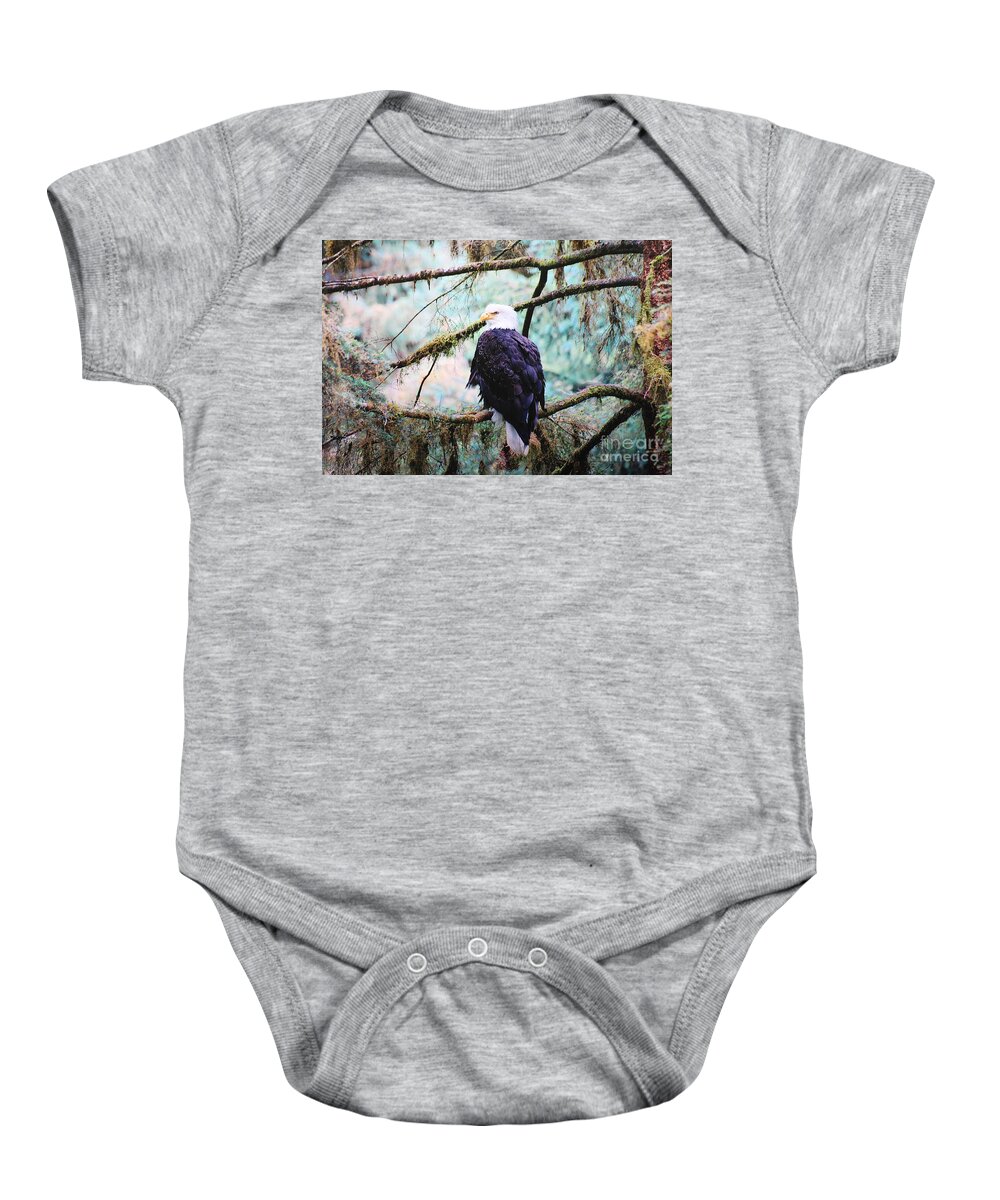 Alaska Baby Onesie featuring the digital art Alaska Bald Eagle by Doug Gist