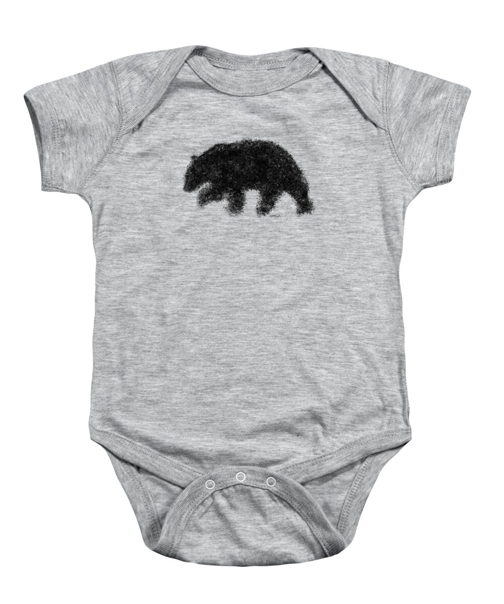 Texture Baby Onesie featuring the mixed media Alaskan brown bear painting in black and white ink splatter in 3x2 ratio by Lena Owens - OLena Art Vibrant Palette Knife and Graphic Design