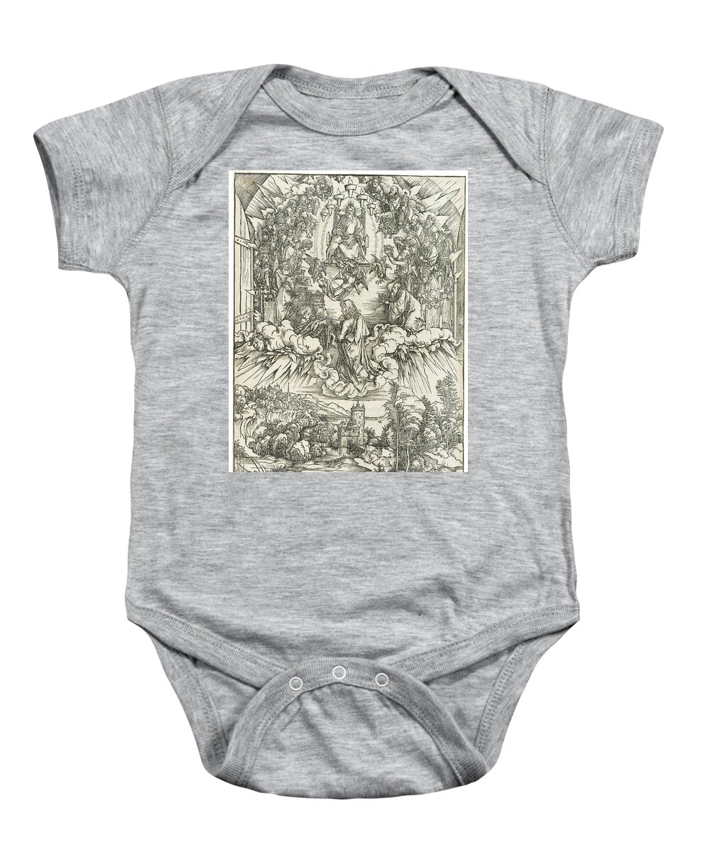 Albrecht DÜrer Saint John Before God And The Elders Baby Onesie featuring the painting ALBRECHT DURER Saint John before God and the Elders, from the Apocalypse by MotionAge Designs