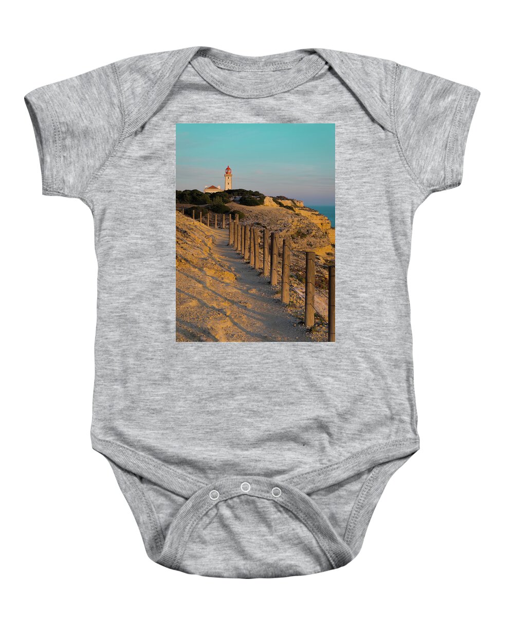 Algarve Baby Onesie featuring the photograph Alfazina Light tower in Carvoeiro by Angelo DeVal