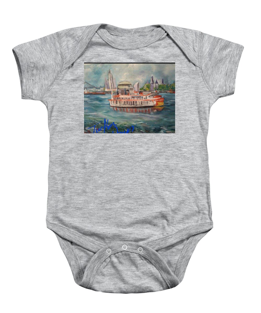 New Orleans Baby Onesie featuring the painting Algiers Point by Julie TuckerDemps