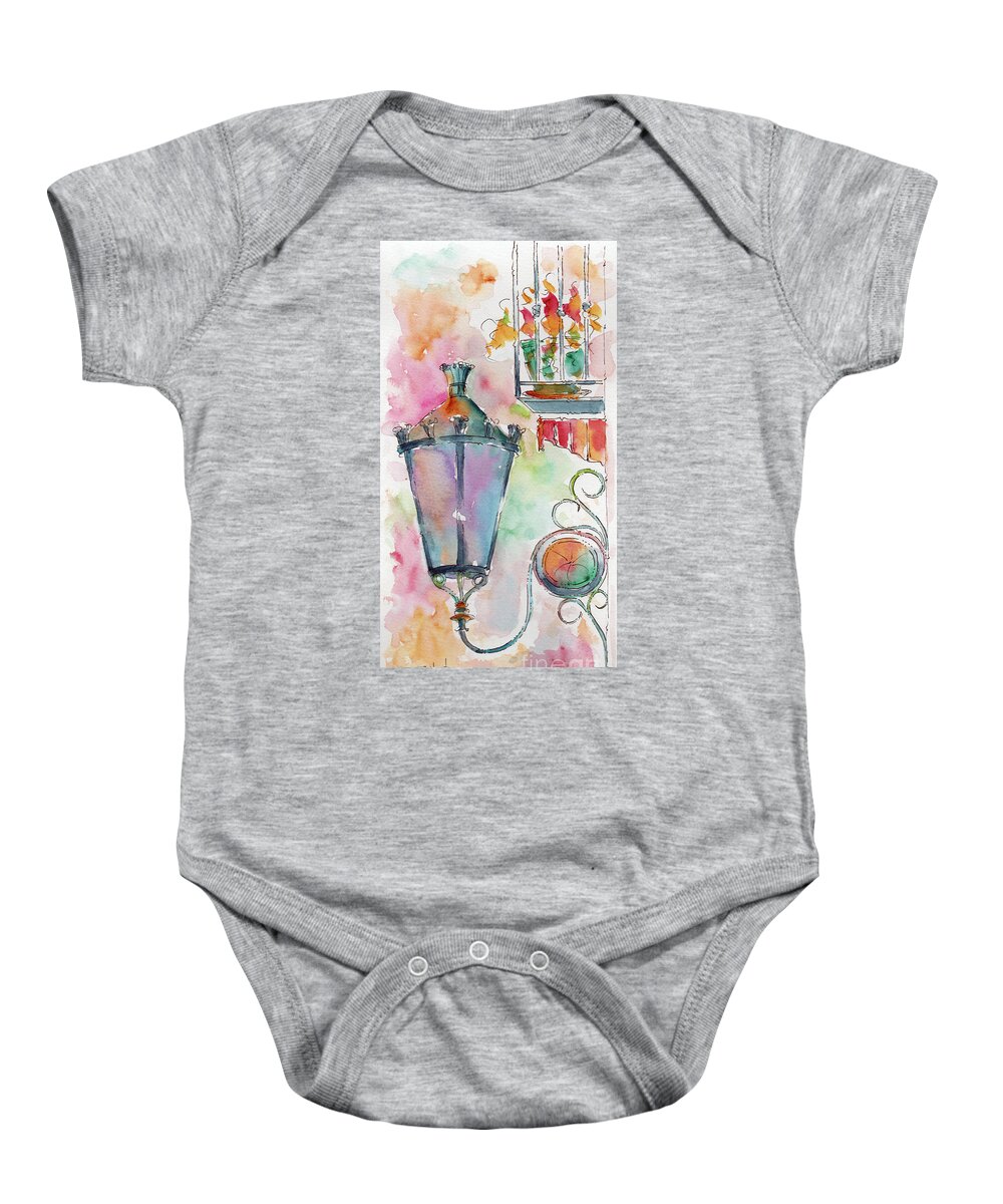 Impressionism Baby Onesie featuring the painting Alicante Lantern by Pat Katz
