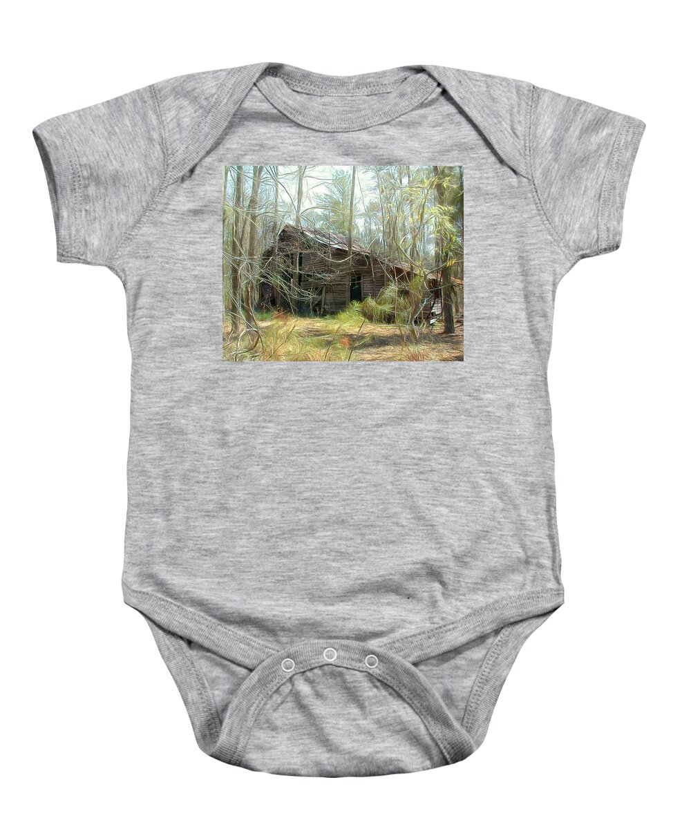 Old Farm House Baby Onesie featuring the photograph Almost Forgotten, Lost in Time by Michael Frank