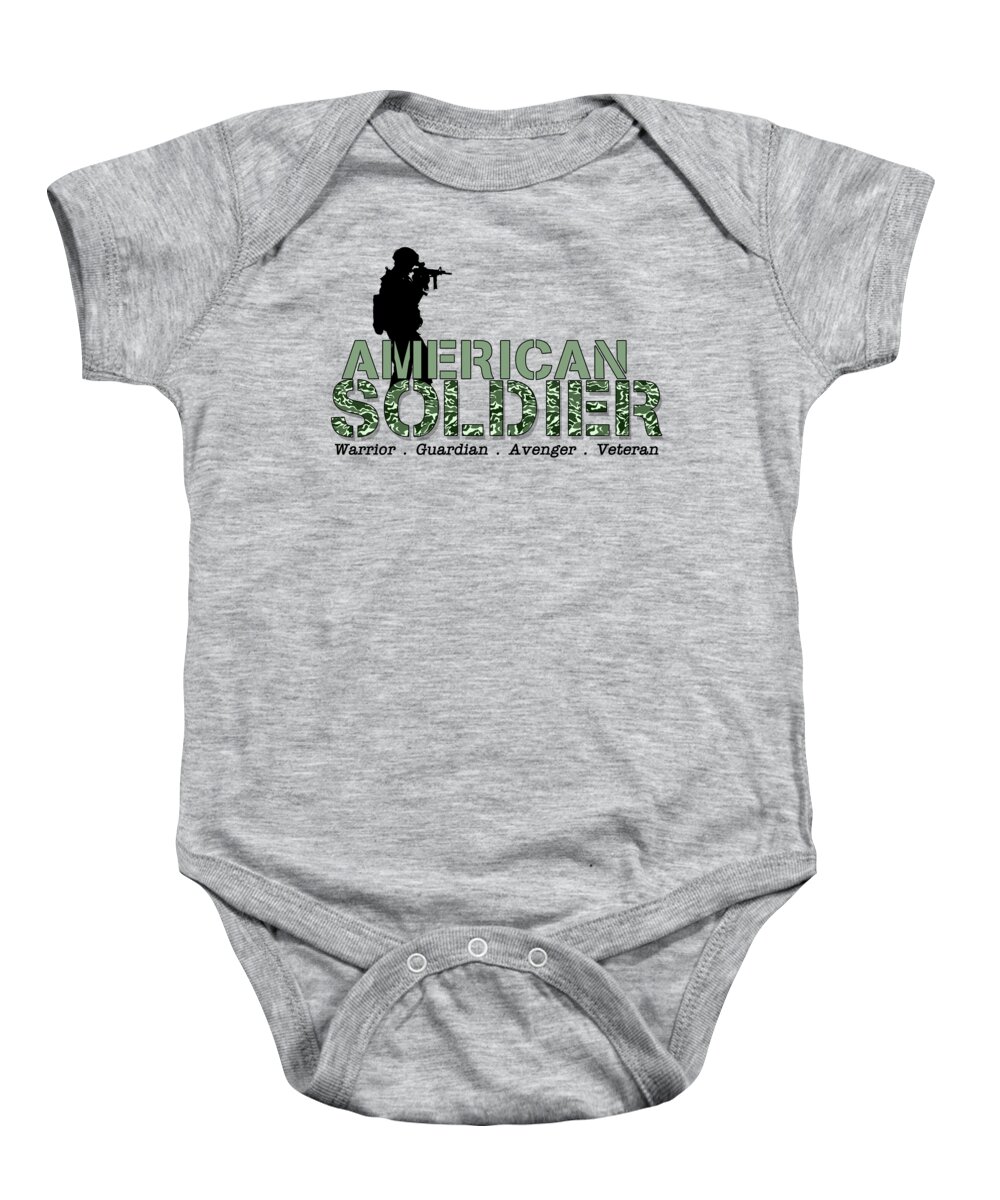 Soldier Baby Onesie featuring the digital art American Army Soldier by Doreen Erhardt