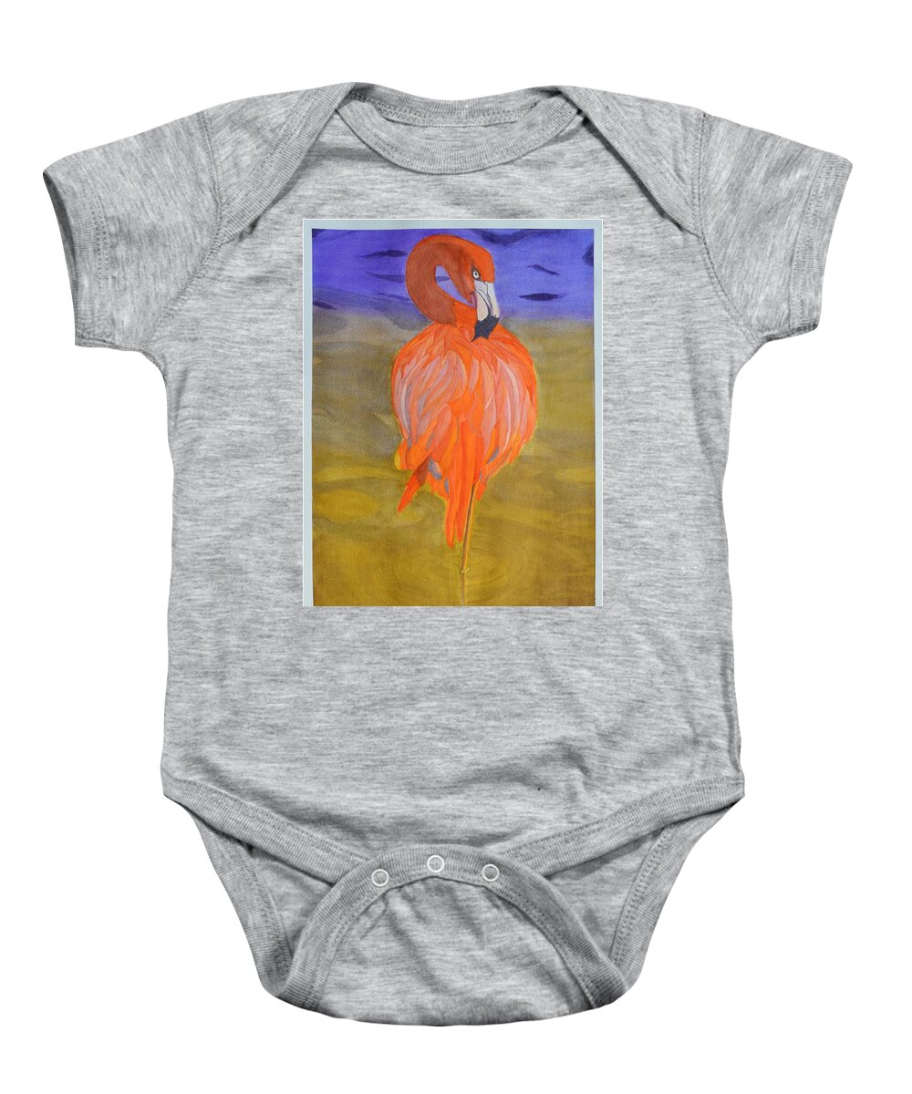 Flamingo Baby Onesie featuring the painting American Flamingo by Sonali Gangane