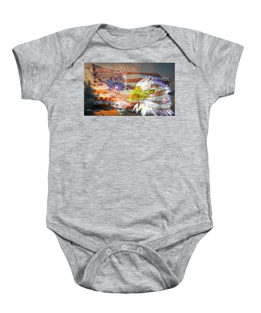 Eagles Baby Onesie featuring the mixed media American Patriotism Artistry by DB Hayes