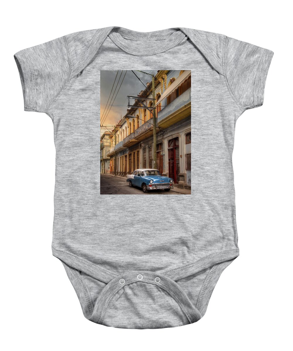 Chevy Baby Onesie featuring the photograph An Old Chevy in Salem Street by Micah Offman