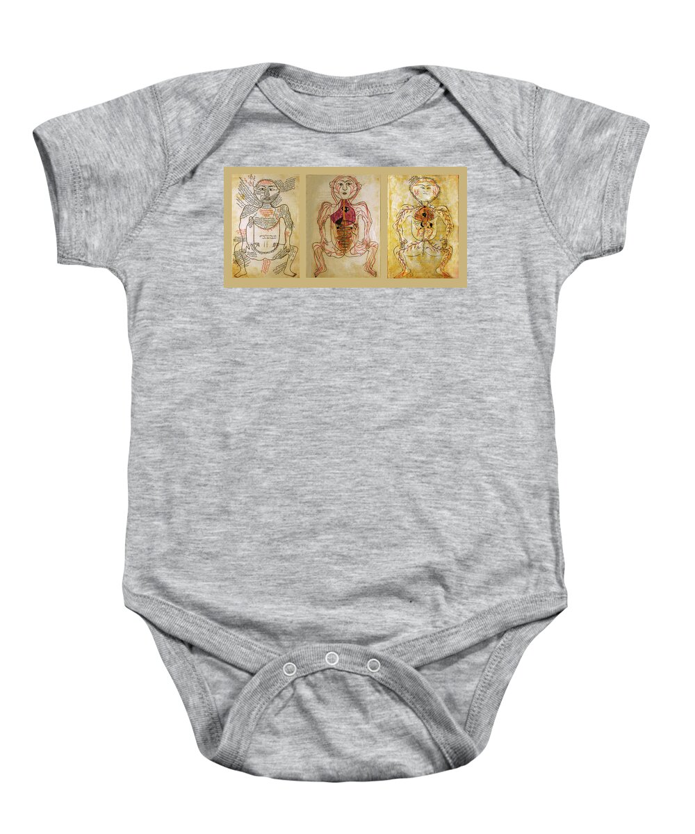 Digital Collage Baby Onesie featuring the drawing Ancient Arab Anatomical Drawings by Lorena Cassady
