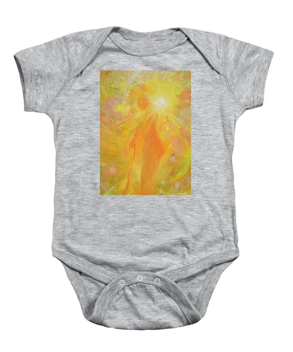 Angel Baby Onesie featuring the painting Angel Raphael Detail by Anne Cameron Cutri
