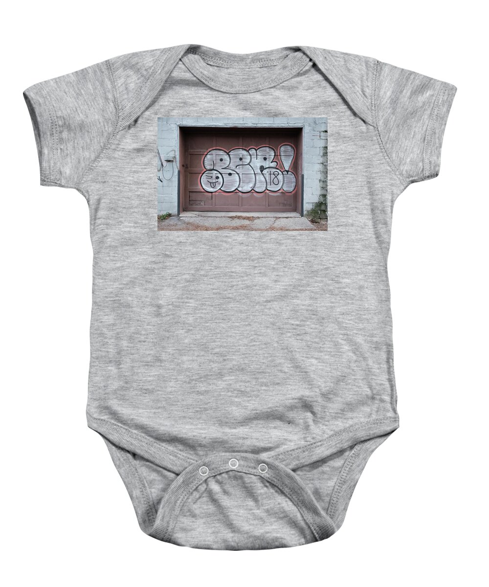 Urban Baby Onesie featuring the photograph Another Garage Door by Kreddible Trout