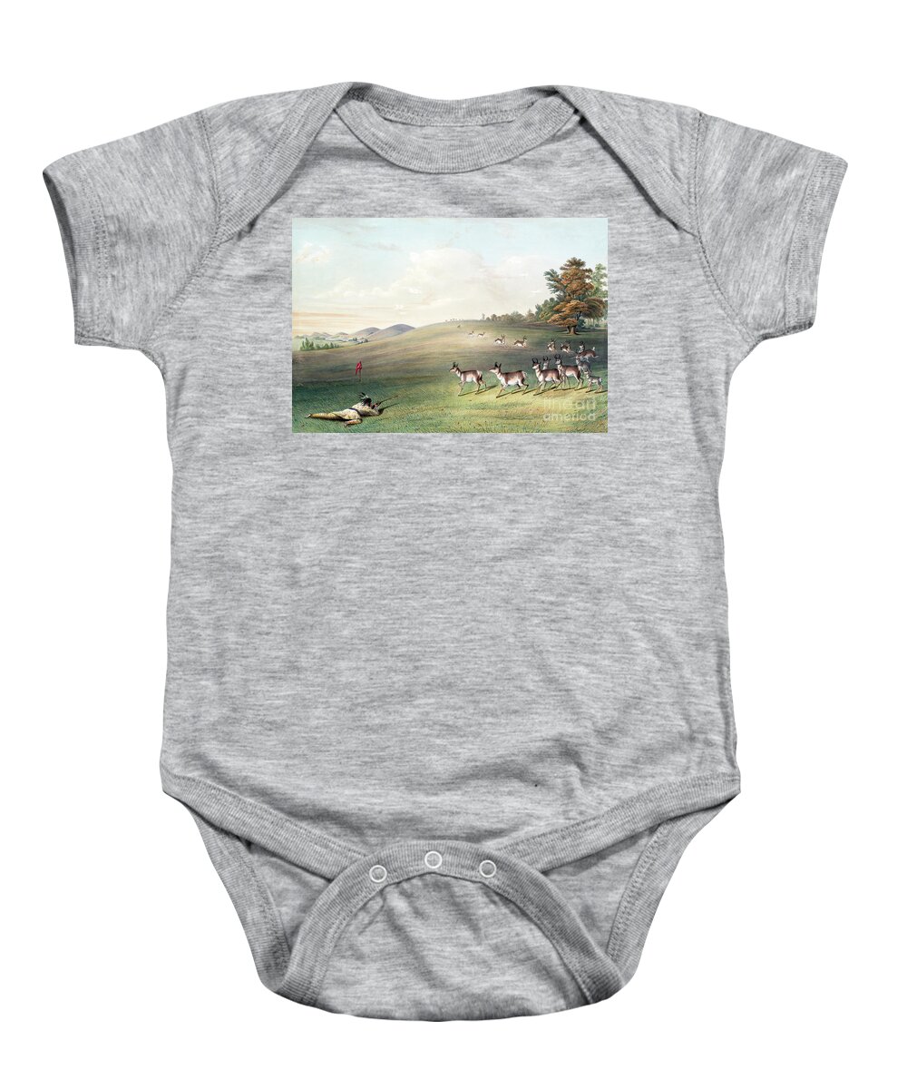 1830s Baby Onesie featuring the photograph Antelope Shooting by George Catlin