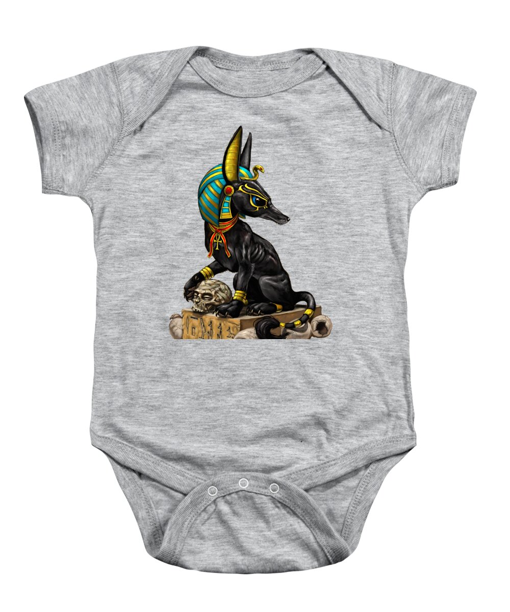 Anubis Baby Onesie featuring the digital art Anubis Egyptian God by Stanley Morrison