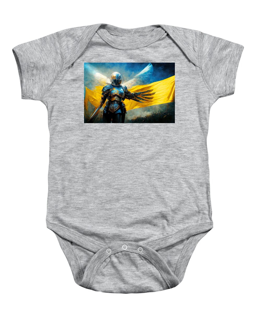 Angel Of Peace Baby Onesie featuring the painting Archangel of Victory by Vart
