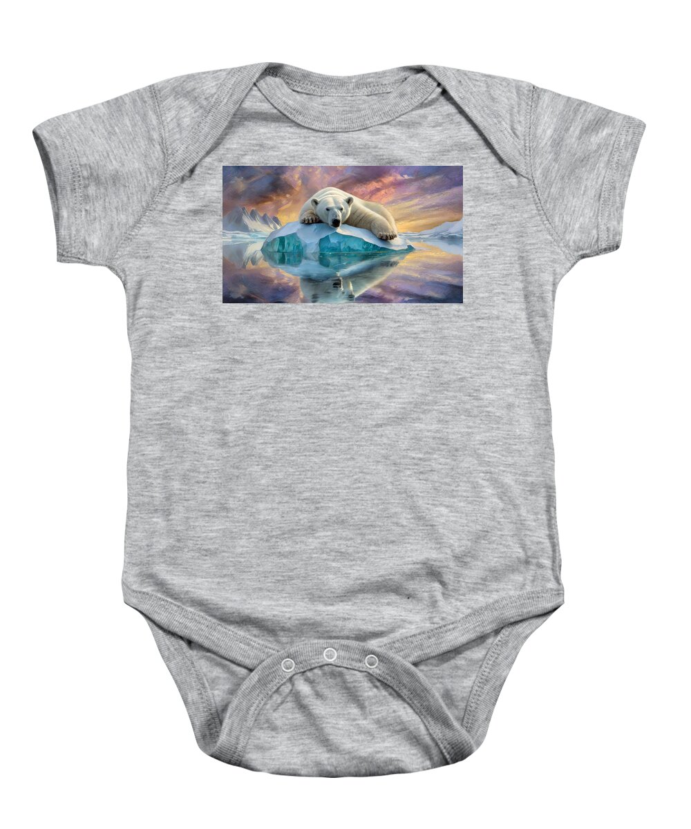 Oil Painting Baby Onesie featuring the mixed media Arctic Slumber by Susan Rydberg