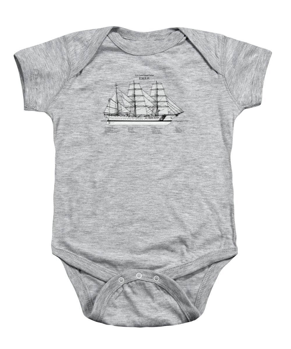Eagle Baby Onesie featuring the digital art Eagle wix-327 United States Coast Guard Cutter - SBD by SP JE Art