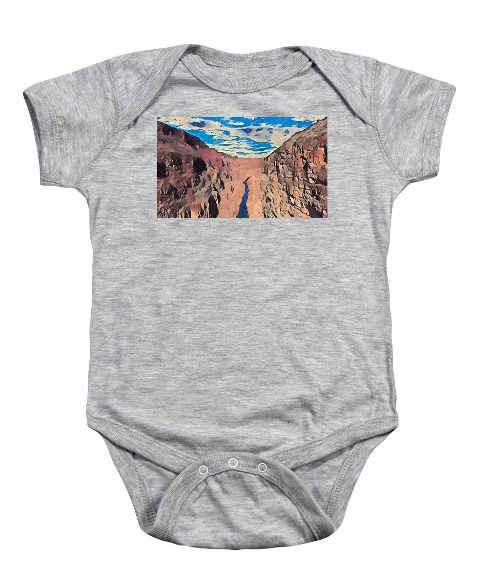 River Baby Onesie featuring the digital art Rio Grande Gorge by Aerial Santa Fe