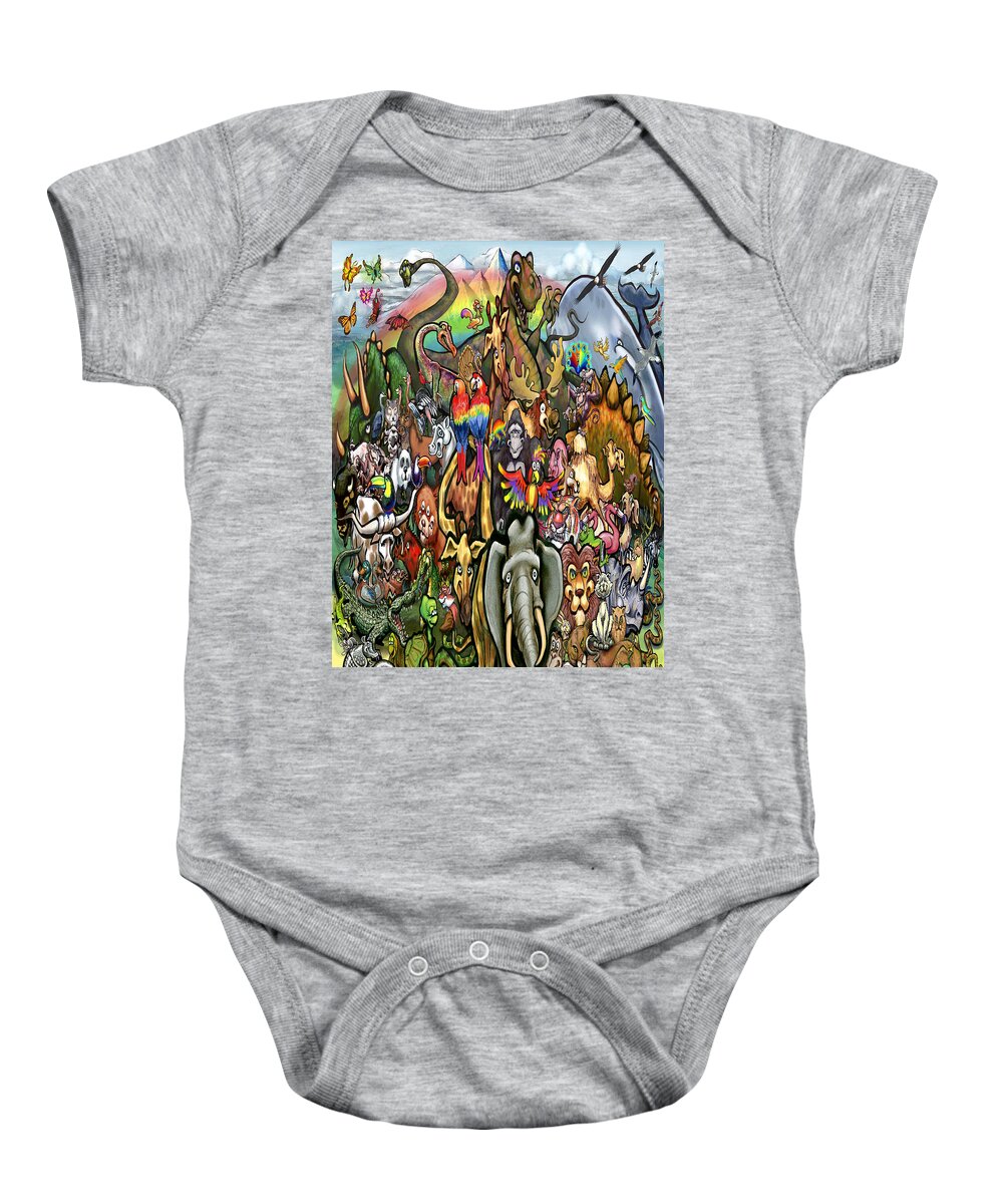 Animals Baby Onesie featuring the digital art Animals of All Colors Shapes and Sizes by Kevin Middleton