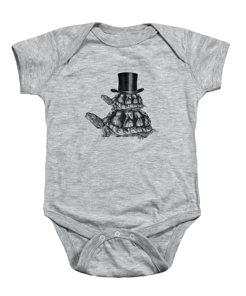 Turtle Baby Onesie featuring the digital art Turtle Stack by Madame Memento