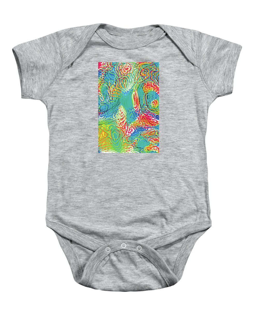 Abstract Art Baby Onesie featuring the digital art Primary Ripples Tropical by David Davies