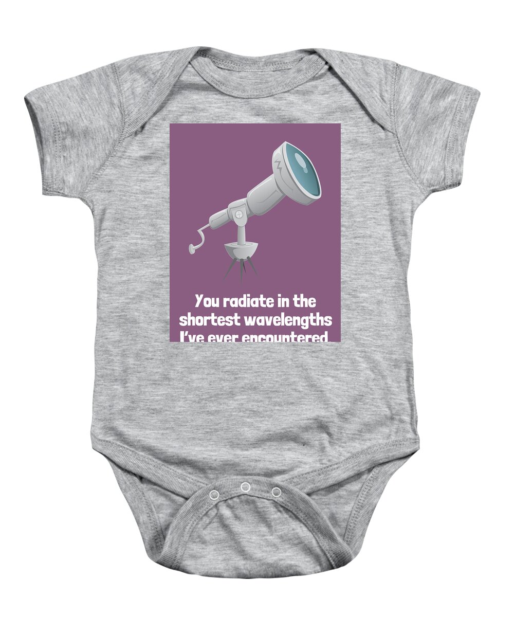 Funny Baby Onesie featuring the digital art Astronomer Love Card - Astronomy Romantic Card - Telescope Greeting Card - You Radiate by Joey Lott