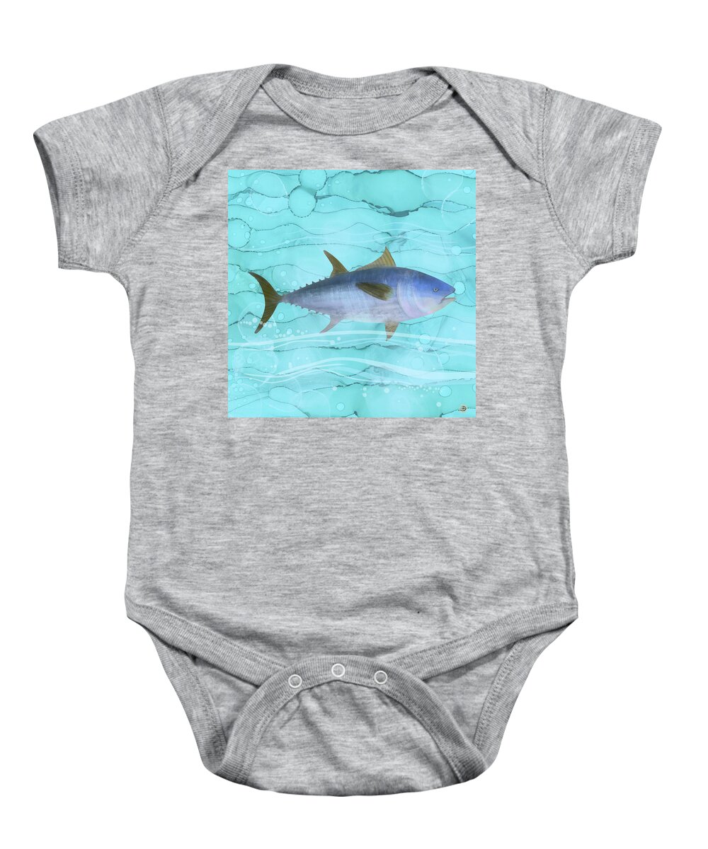 Bluefin Tuna Baby Onesie featuring the digital art Atlantic Bluefin Tuna by Andreea Dumez