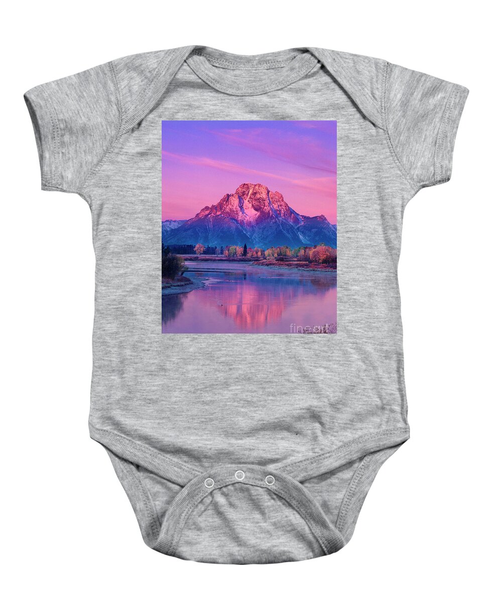 Dave Welling Baby Onesie featuring the photograph Autumn Dawn Oxbow Bend Grand Tetons National Park by Dave Welling