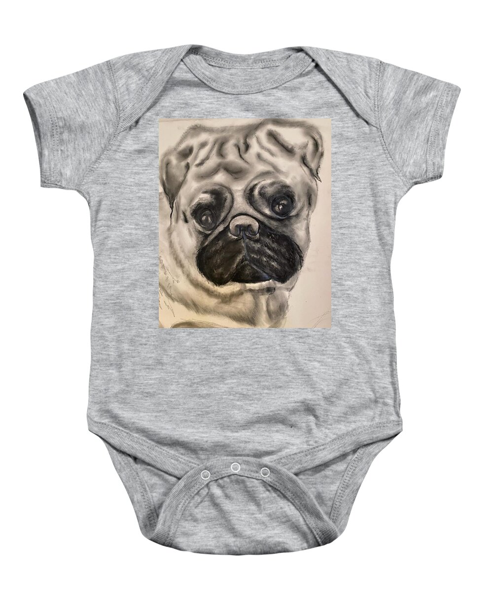 Baby Onesie featuring the drawing Ayden by Angie ONeal