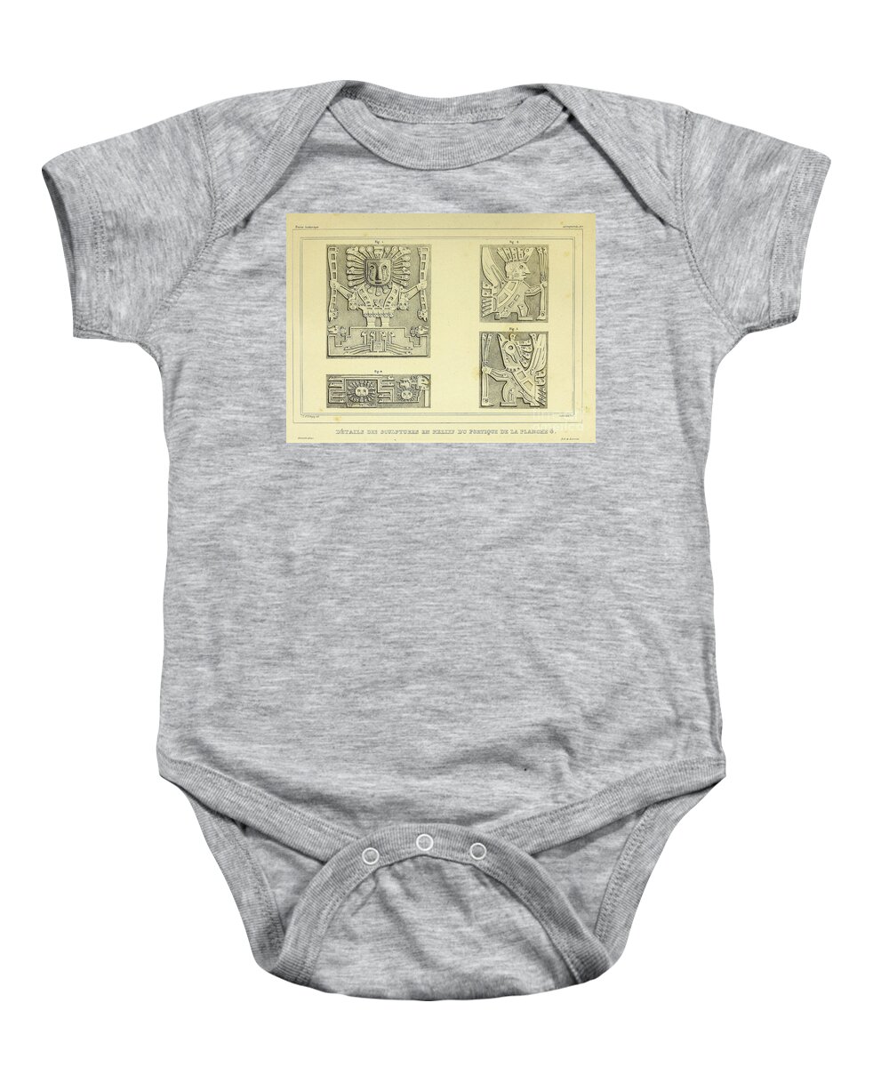 Details Baby Onesie featuring the photograph Aymara Temple details 1844 u1 by Historic illustrations