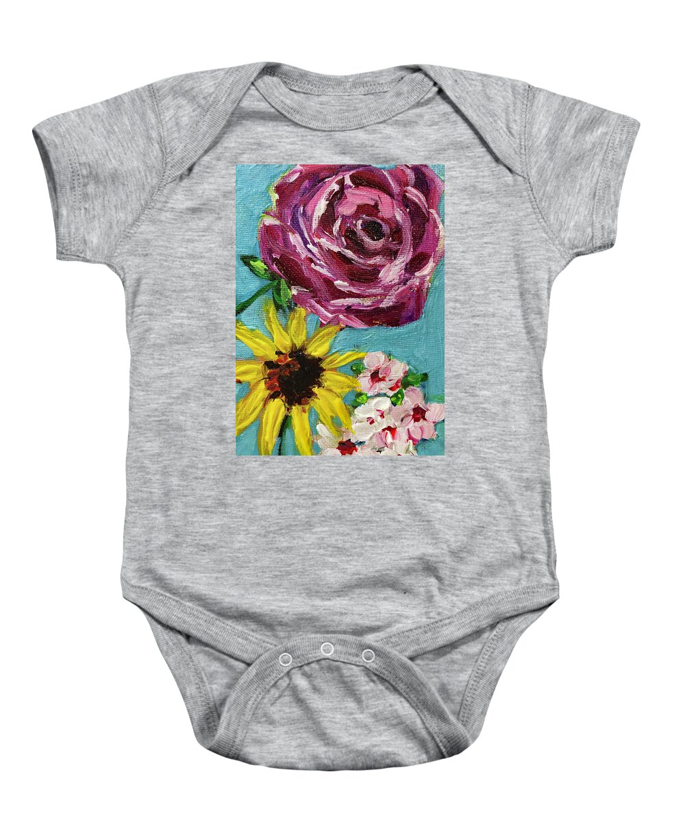 Roses Baby Onesie featuring the painting Backyard Blooms by Roxy Rich