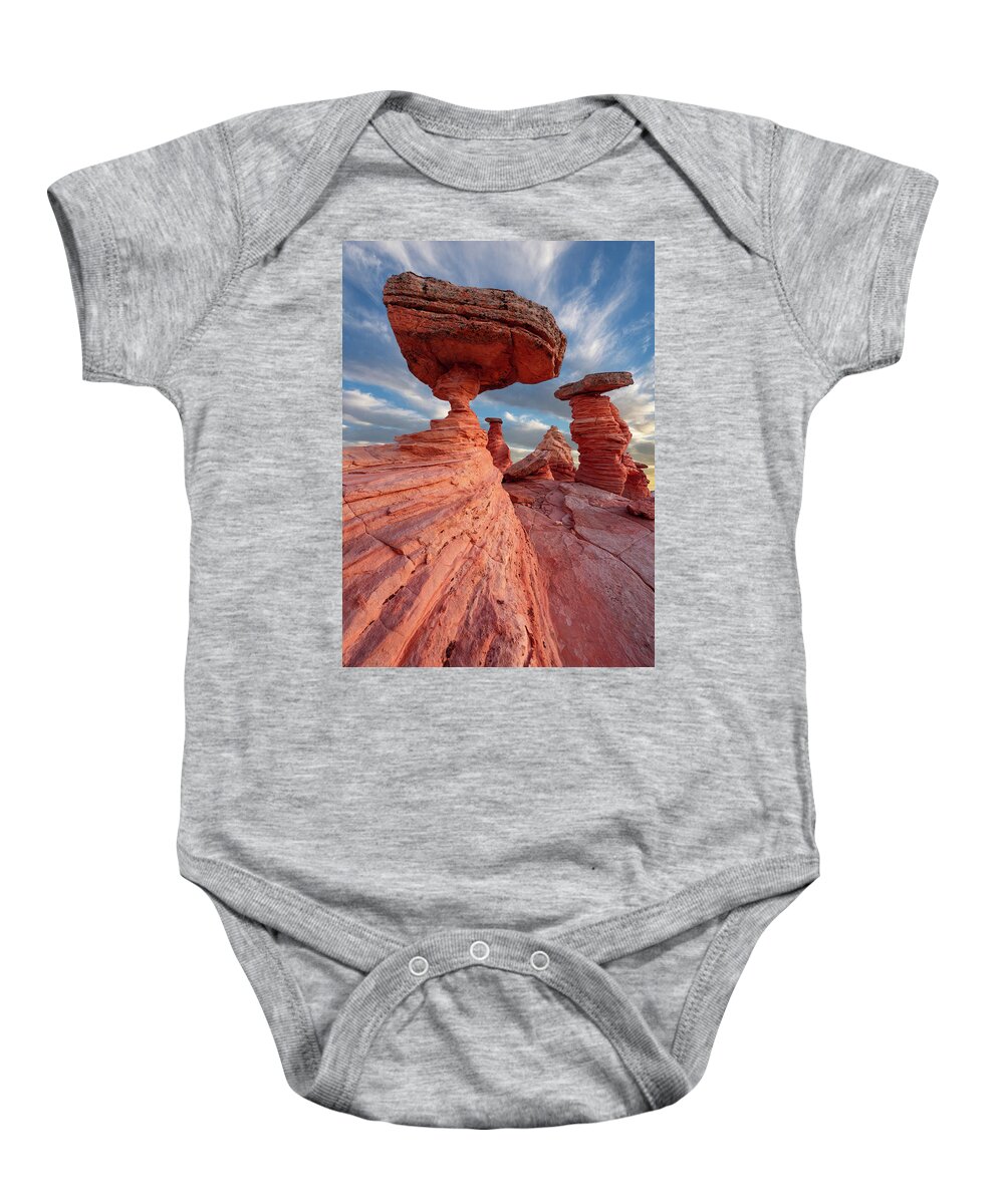 Utah Baby Onesie featuring the photograph Balancing Act by Dustin LeFevre