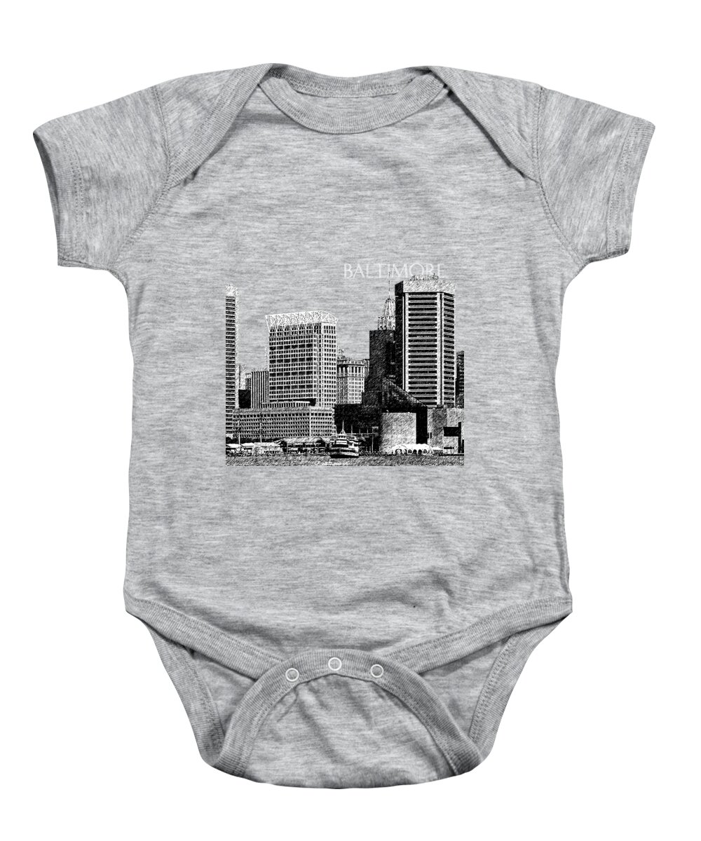 Architecture Baby Onesie featuring the digital art Baltimore Skyline 1 - Violet by DB Artist