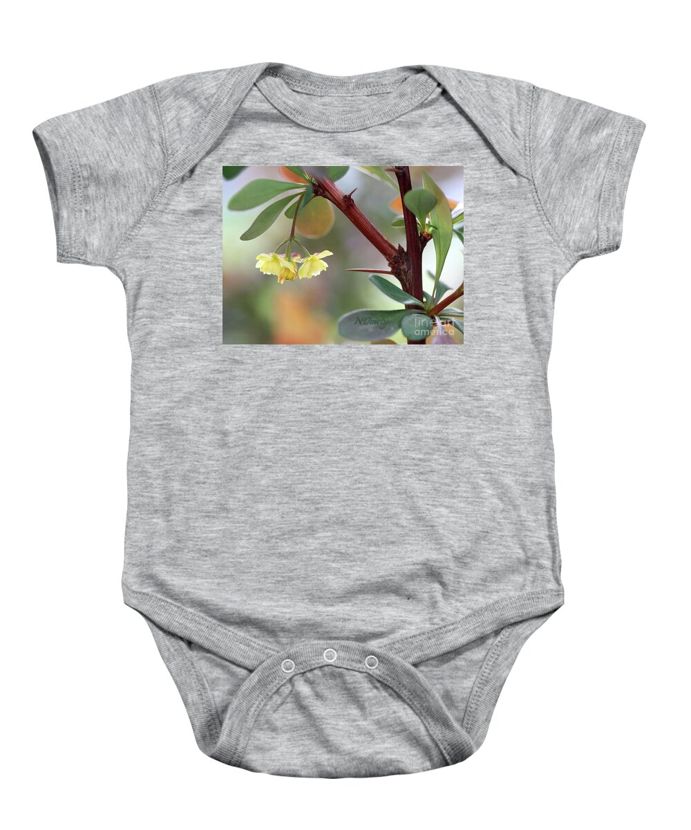 Barberry Blossom Baby Onesie featuring the photograph Barberry Blossom by Natalie Dowty