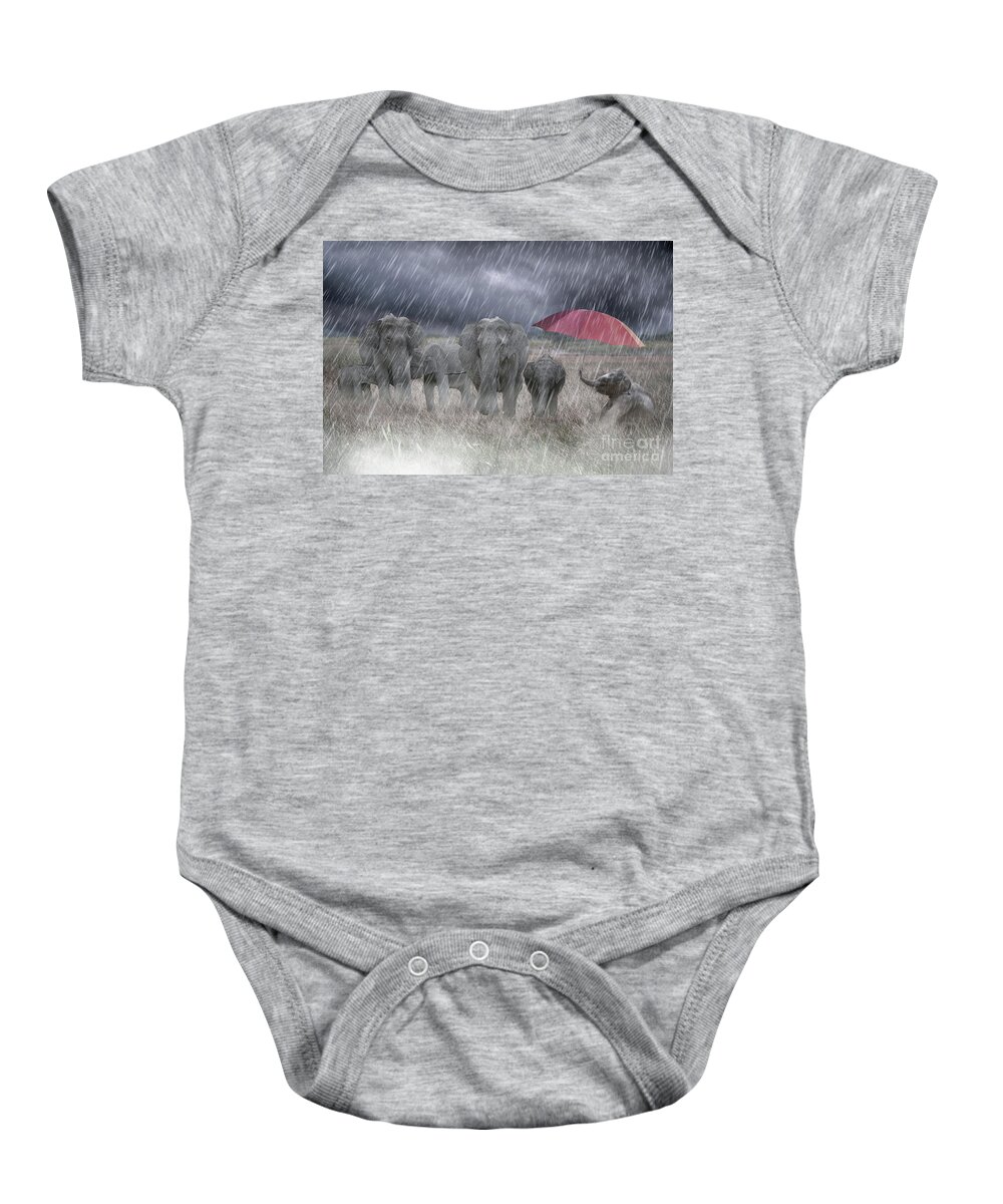 Elephant Baby Onesie featuring the mixed media Be Different by Ed Taylor