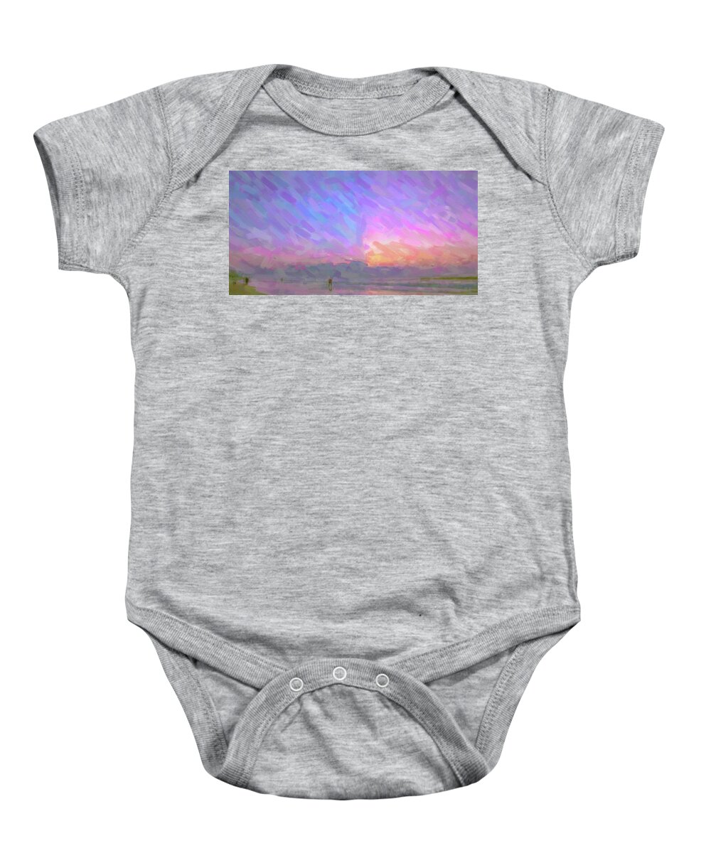 Beach Baby Onesie featuring the painting Beach sunlight by Darrell Foster