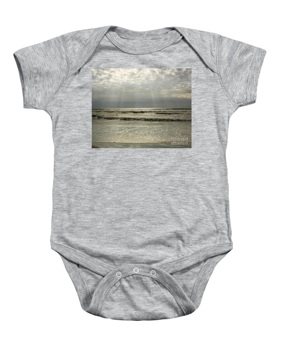 Sunlight Baby Onesie featuring the photograph Beams of Wonder by Kimberly Furey