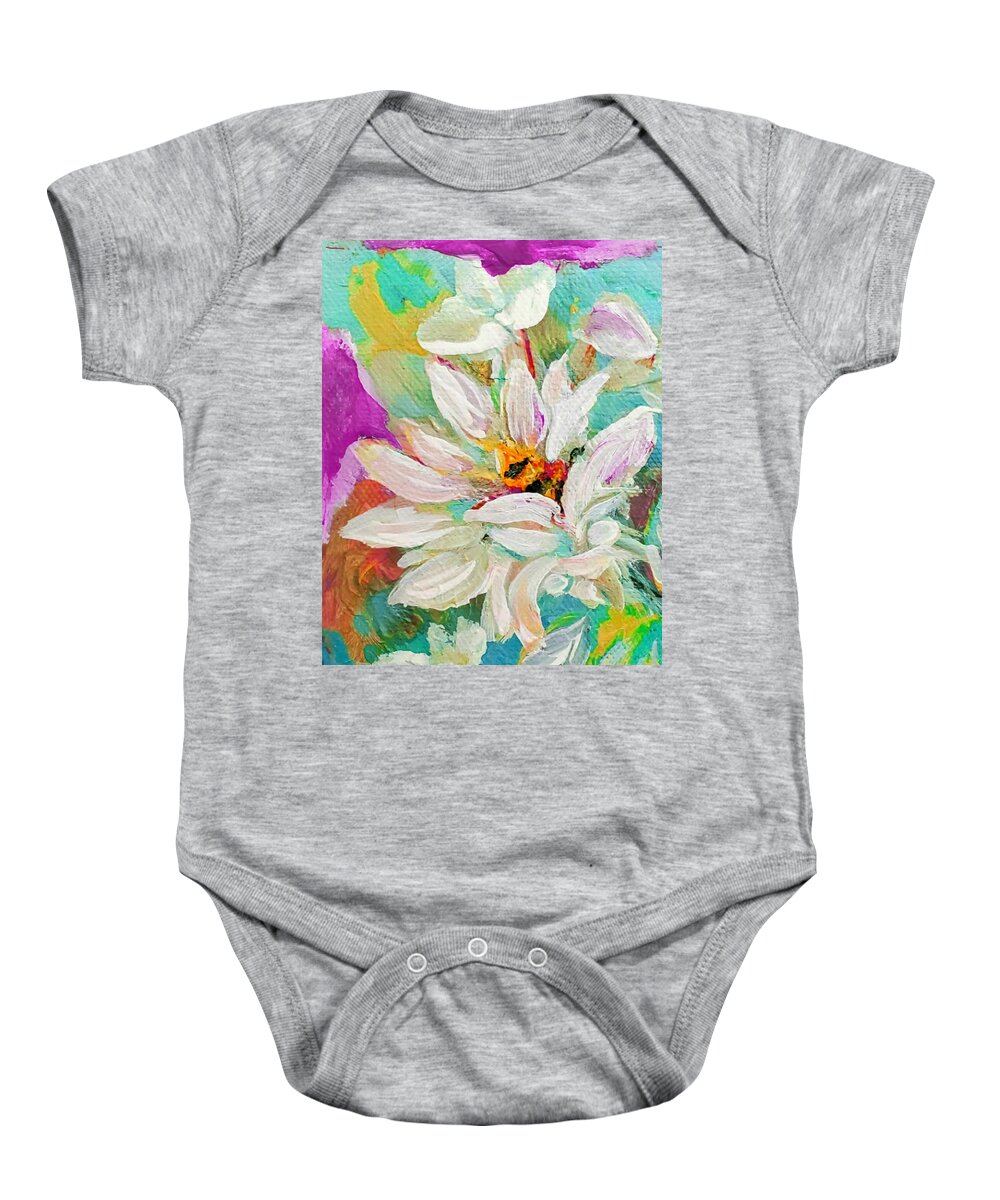 Bees Baby Onesie featuring the painting Bees and Flowers And Leaves by Lisa Kaiser