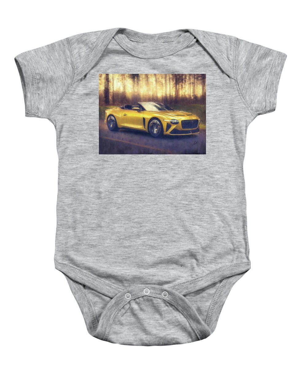 Car Baby Onesie featuring the painting Bentley Mulliner Bacalar painting by Vart by Vart